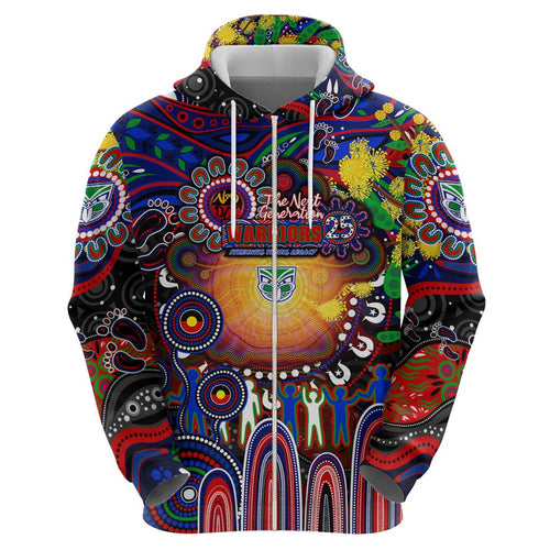 Personalised NAIDOC Week 2025 Warriors Rugby Hoodie Aboriginal Dot Painting