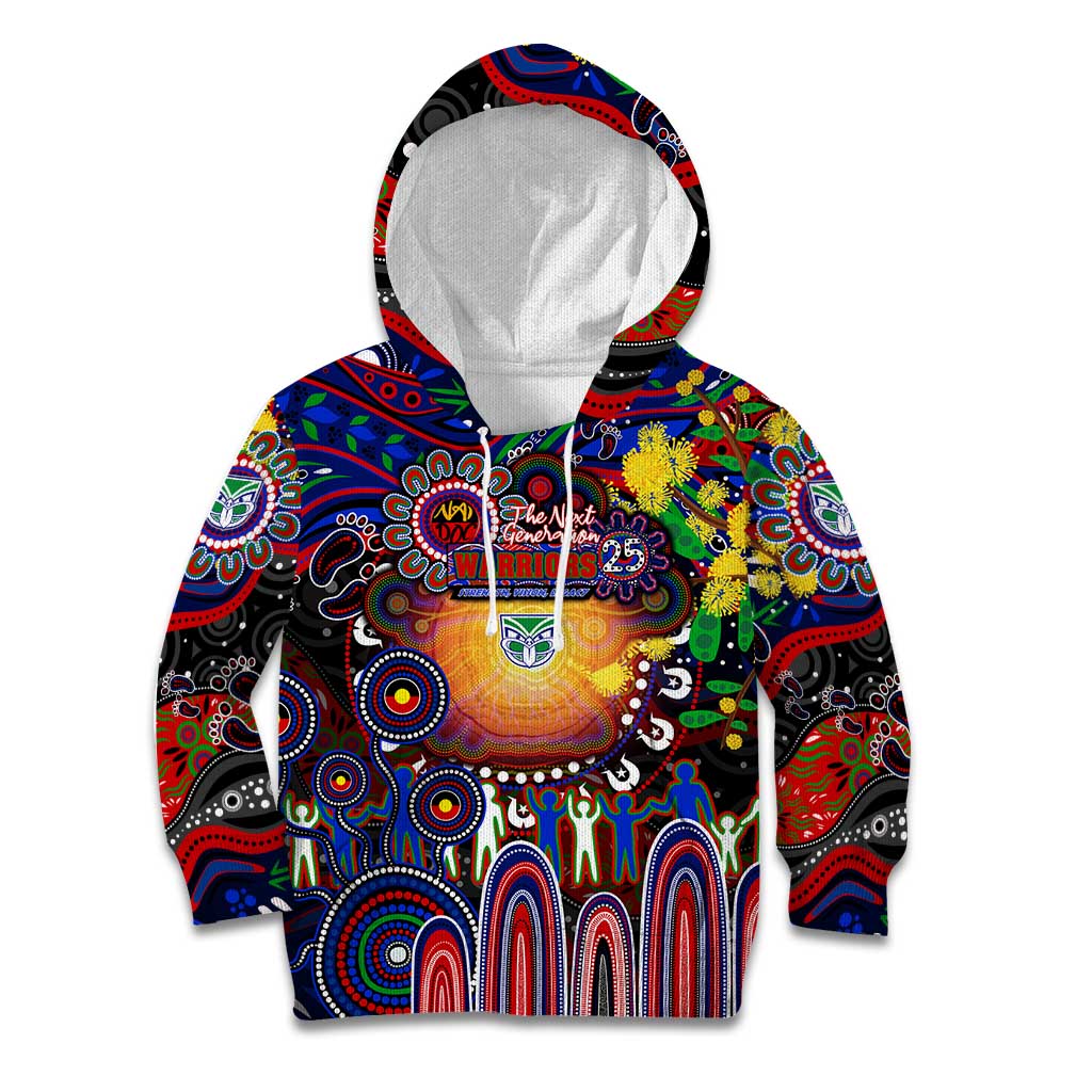 Personalised NAIDOC Week 2025 Warriors Rugby Kid Hoodie Aboriginal Dot Painting