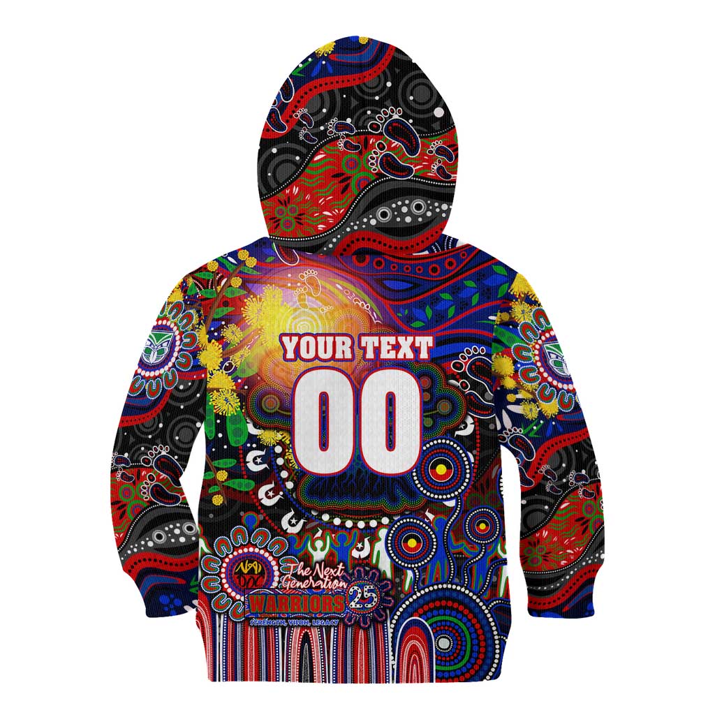 Personalised NAIDOC Week 2025 Warriors Rugby Kid Hoodie Aboriginal Dot Painting