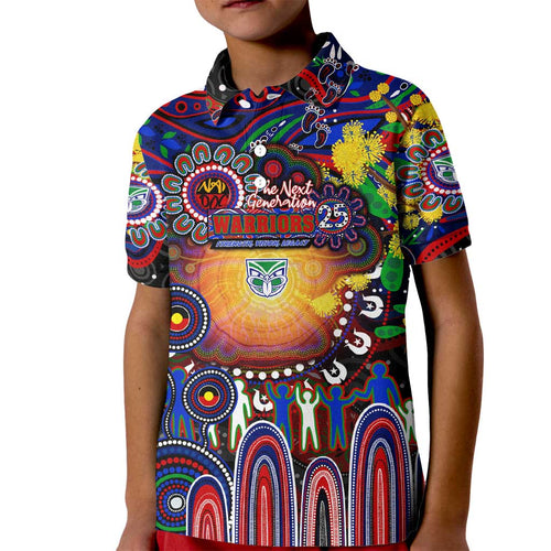 Personalised NAIDOC Week 2025 Warriors Rugby Kid Polo Shirt Aboriginal Dot Painting