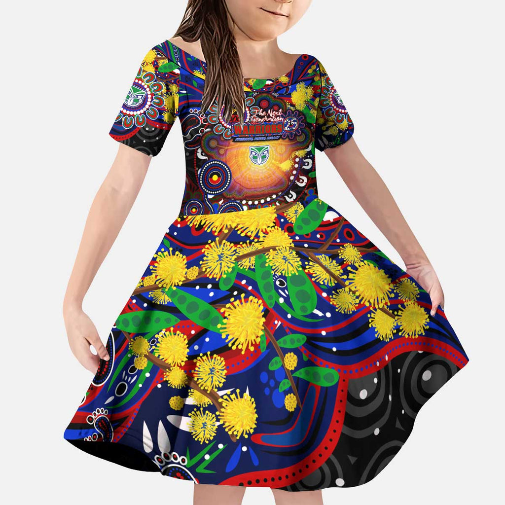 Personalised NAIDOC Week 2025 Warriors Rugby Kid Short Sleeve Dress Aboriginal Dot Painting