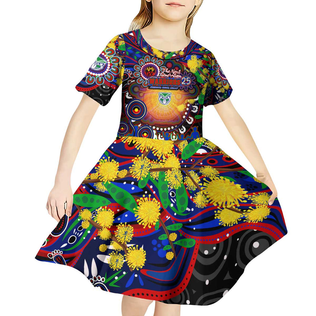 Personalised NAIDOC Week 2025 Warriors Rugby Kid Short Sleeve Dress Aboriginal Dot Painting