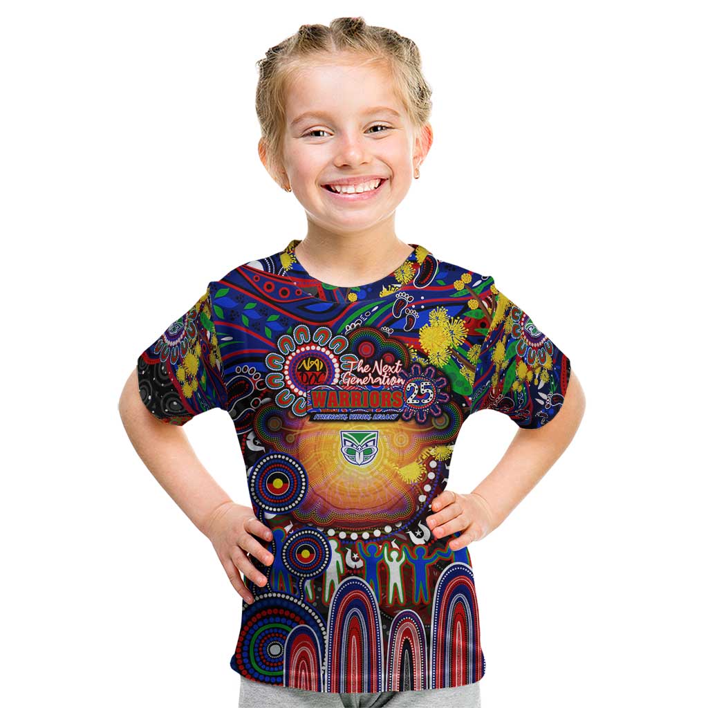 Personalised NAIDOC Week 2025 Warriors Rugby Kid T Shirt Aboriginal Dot Painting
