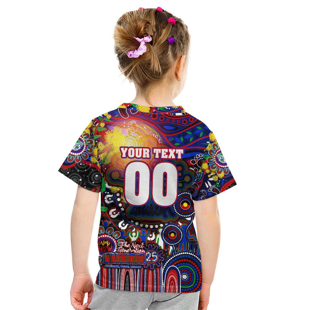 Personalised NAIDOC Week 2025 Warriors Rugby Kid T Shirt Aboriginal Dot Painting