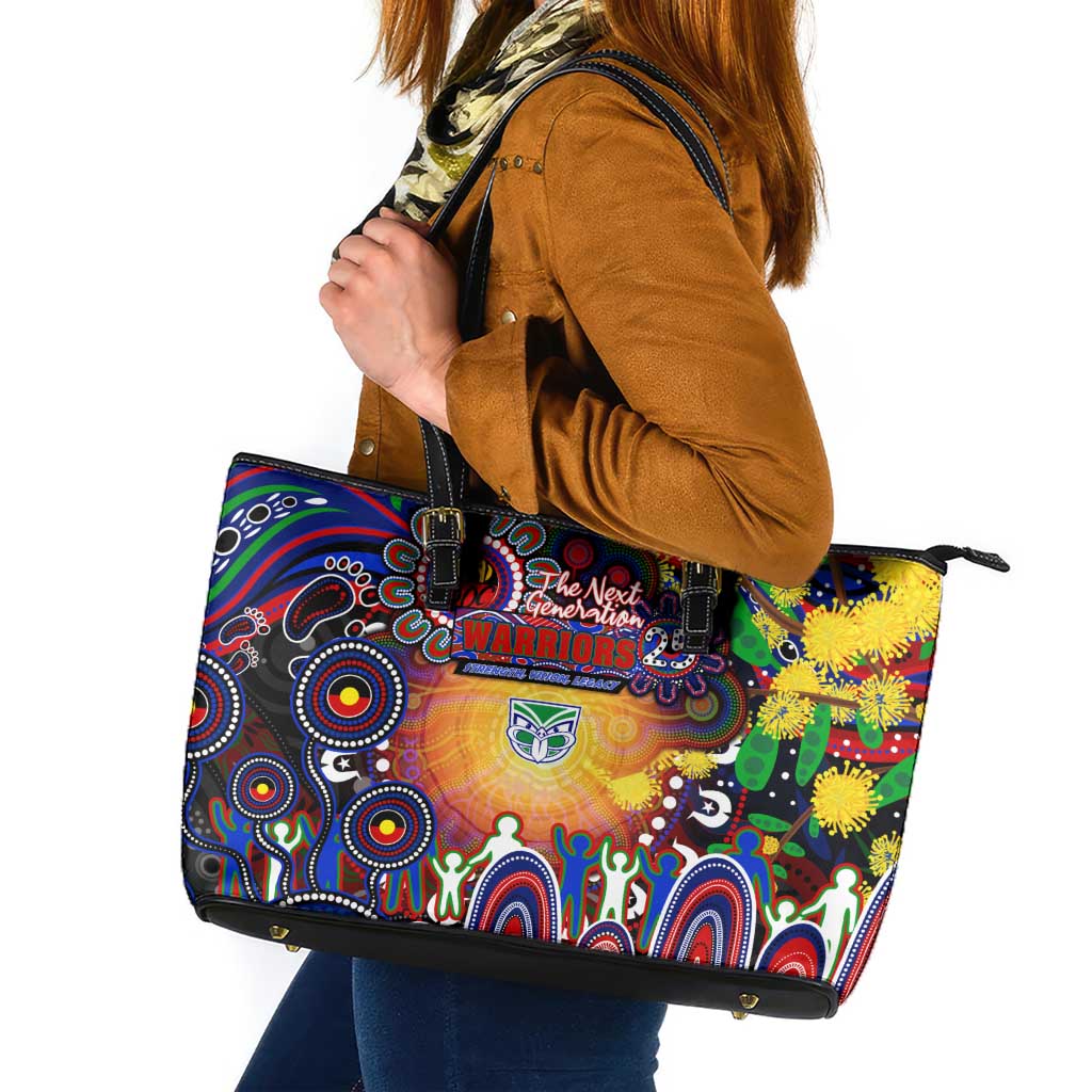 NAIDOC Week 2025 Warriors Rugby Leather Tote Bag Aboriginal Dot Painting