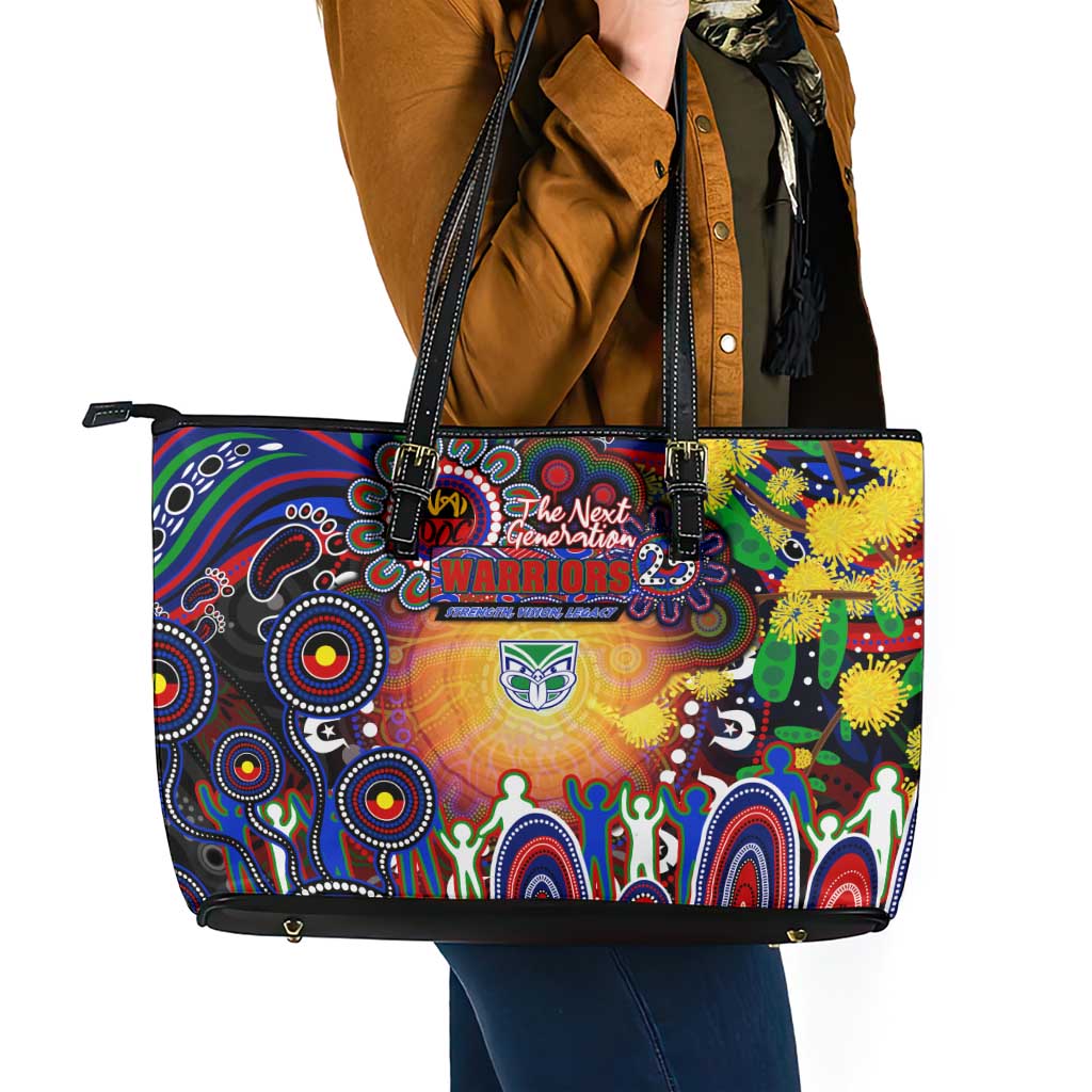 NAIDOC Week 2025 Warriors Rugby Leather Tote Bag Aboriginal Dot Painting