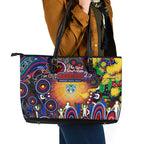 NAIDOC Week 2025 Warriors Rugby Leather Tote Bag Aboriginal Dot Painting