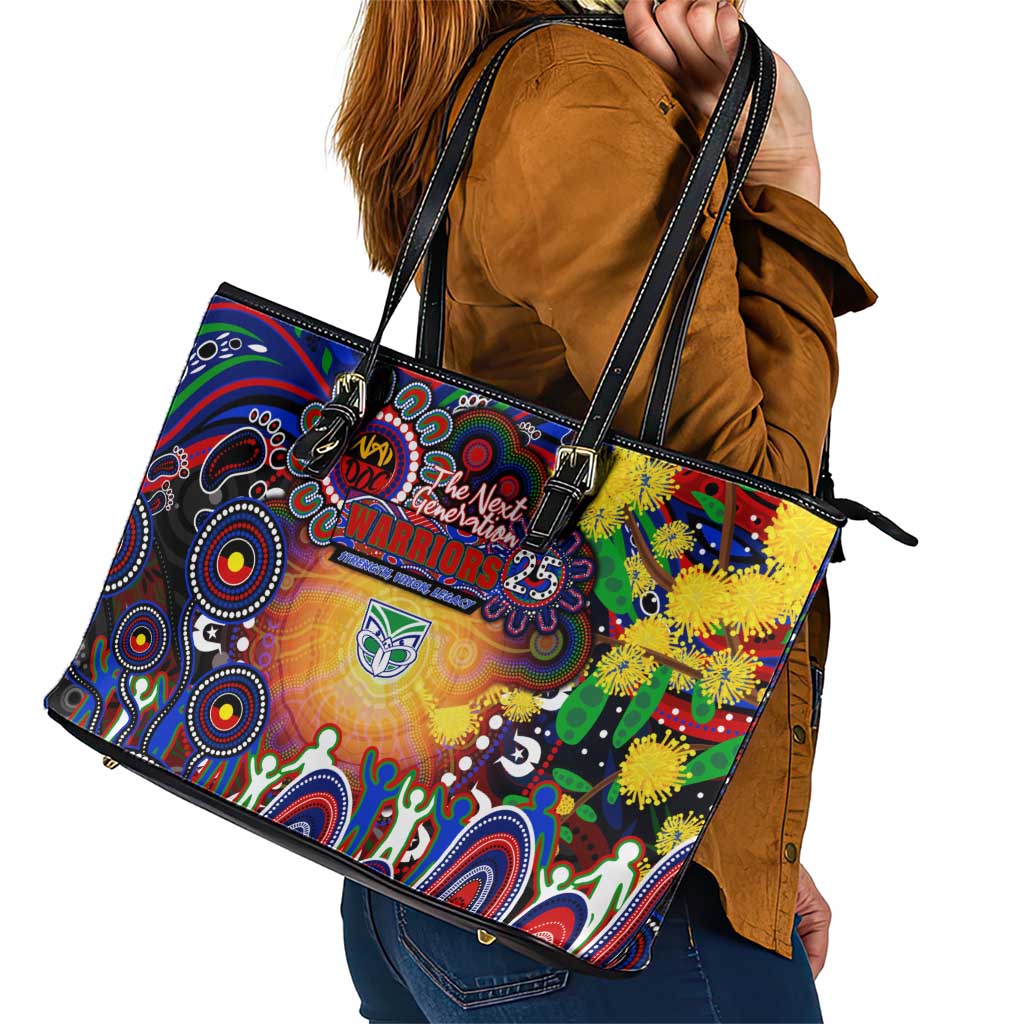 NAIDOC Week 2025 Warriors Rugby Leather Tote Bag Aboriginal Dot Painting