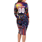 Personalised NAIDOC Week 2025 Warriors Rugby Long Sleeve Bodycon Dress Aboriginal Dot Painting