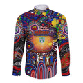 Personalised NAIDOC Week 2025 Warriors Rugby Long Sleeve Button Shirt Aboriginal Dot Painting