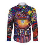 Personalised NAIDOC Week 2025 Warriors Rugby Long Sleeve Button Shirt Aboriginal Dot Painting