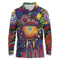 Personalised NAIDOC Week 2025 Warriors Rugby Long Sleeve Polo Shirt Aboriginal Dot Painting