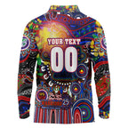 Personalised NAIDOC Week 2025 Warriors Rugby Long Sleeve Polo Shirt Aboriginal Dot Painting