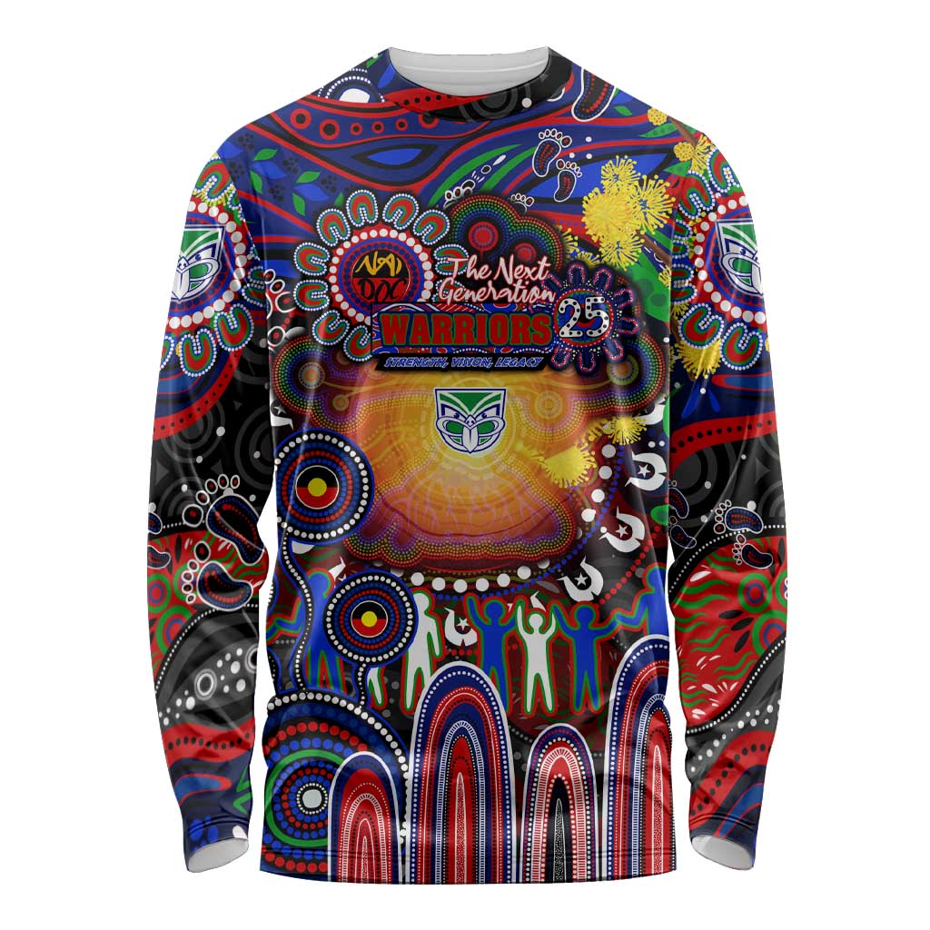 Personalised NAIDOC Week 2025 Warriors Rugby Long Sleeve Shirt Aboriginal Dot Painting