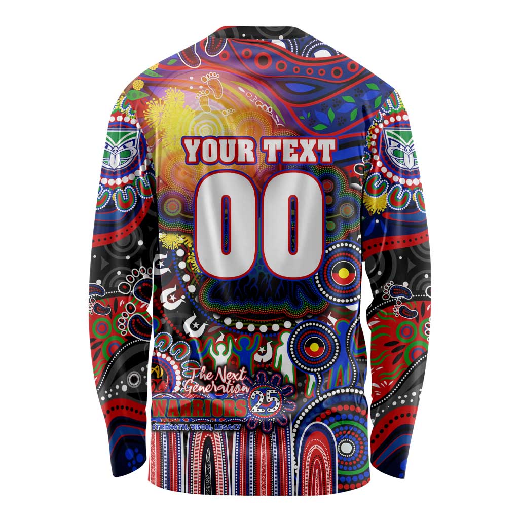 Personalised NAIDOC Week 2025 Warriors Rugby Long Sleeve Shirt Aboriginal Dot Painting