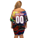 Personalised NAIDOC Week 2025 Warriors Rugby Off Shoulder Short Dress Aboriginal Dot Painting