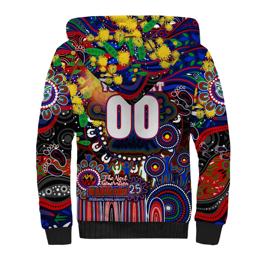 Personalised NAIDOC Week 2025 Warriors Rugby Sherpa Hoodie Aboriginal Dot Painting