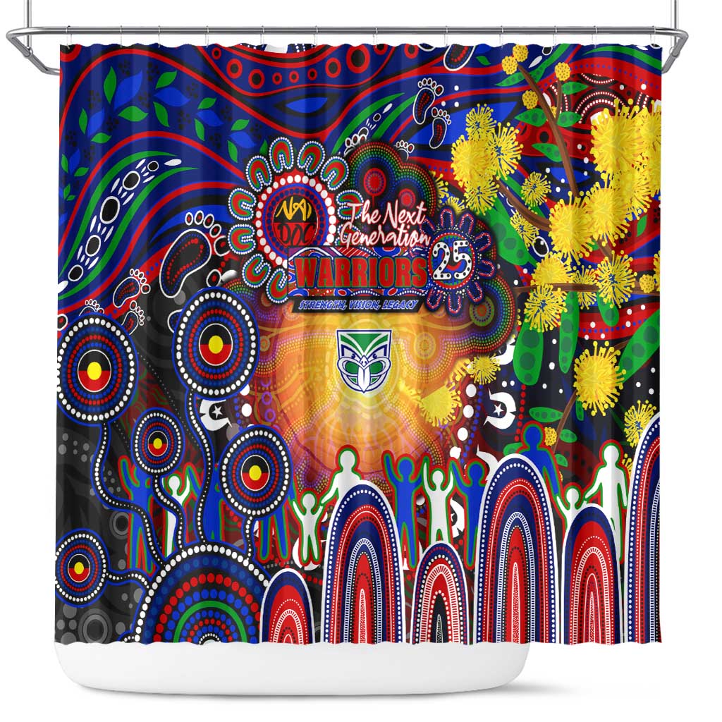 NAIDOC Week 2025 Warriors Rugby Shower Curtain Aboriginal Dot Painting