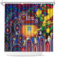 NAIDOC Week 2025 Warriors Rugby Shower Curtain Aboriginal Dot Painting