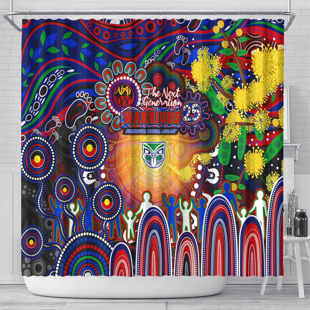 NAIDOC Week 2025 Warriors Rugby Shower Curtain Aboriginal Dot Painting
