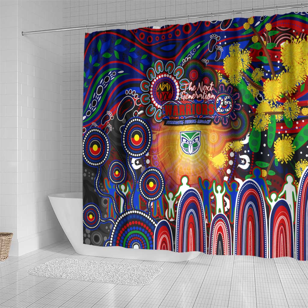 NAIDOC Week 2025 Warriors Rugby Shower Curtain Aboriginal Dot Painting