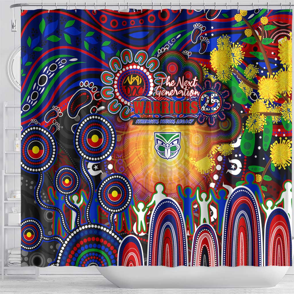 NAIDOC Week 2025 Warriors Rugby Shower Curtain Aboriginal Dot Painting
