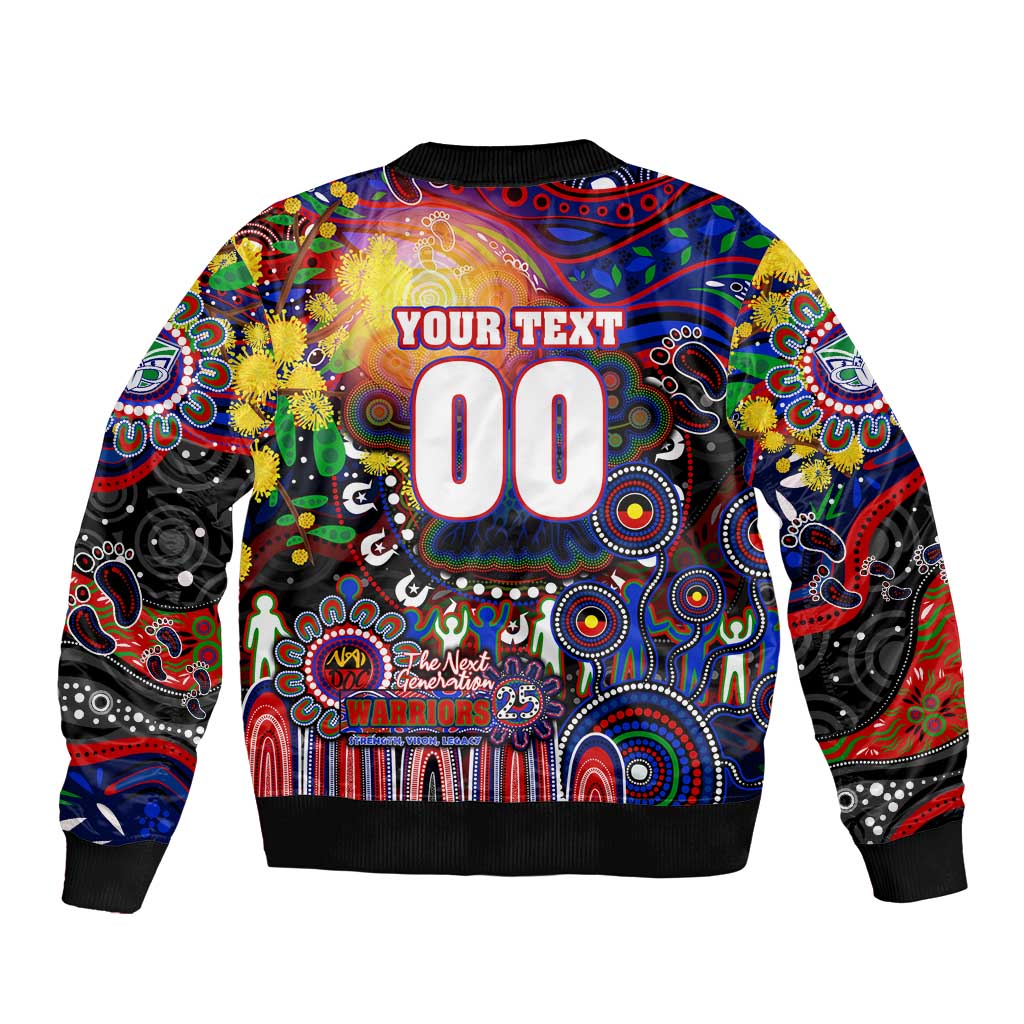 Personalised NAIDOC Week 2025 Warriors Rugby Sleeve Zip Bomber Jacket Aboriginal Dot Painting
