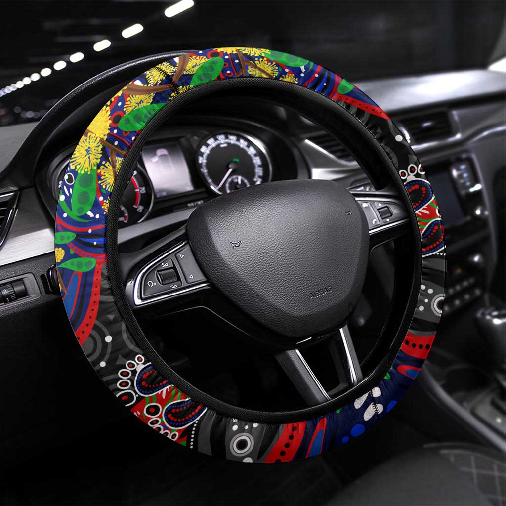 NAIDOC Week 2025 Warriors Rugby Steering Wheel Cover Aboriginal Dot Painting