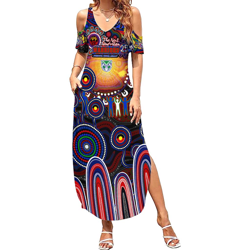 Personalised NAIDOC Week 2025 Warriors Rugby Summer Maxi Dress Aboriginal Dot Painting