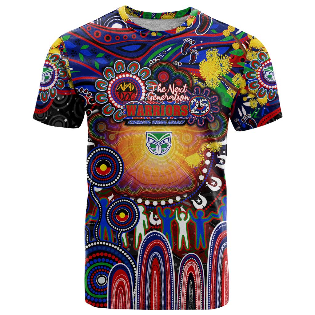 Personalised NAIDOC Week 2025 Warriors Rugby T Shirt Aboriginal Dot Painting