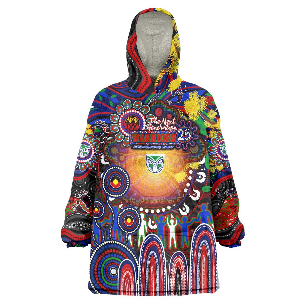 Personalised NAIDOC Week 2025 Warriors Rugby Wearable Blanket Hoodie Aboriginal Dot Painting
