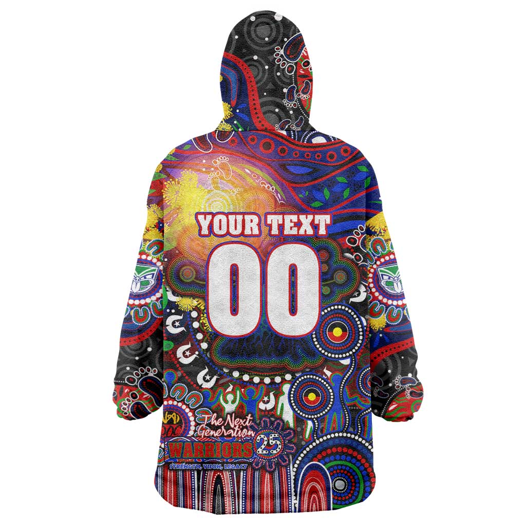 Personalised NAIDOC Week 2025 Warriors Rugby Wearable Blanket Hoodie Aboriginal Dot Painting
