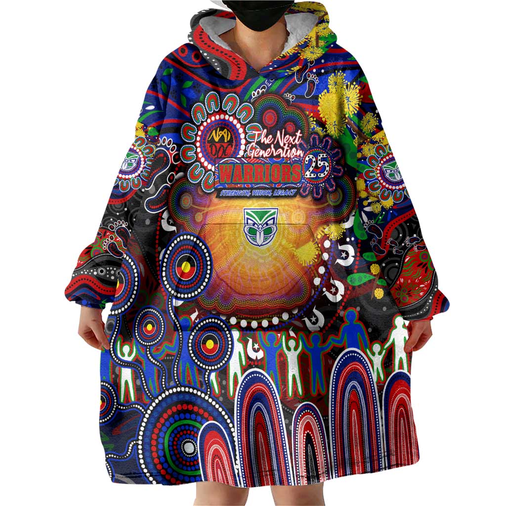 Personalised NAIDOC Week 2025 Warriors Rugby Wearable Blanket Hoodie Aboriginal Dot Painting