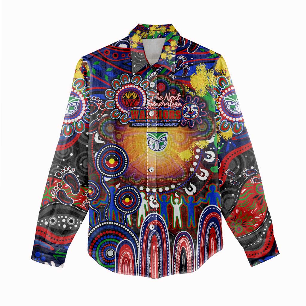 Personalised NAIDOC Week 2025 Warriors Rugby Women Casual Shirt Aboriginal Dot Painting