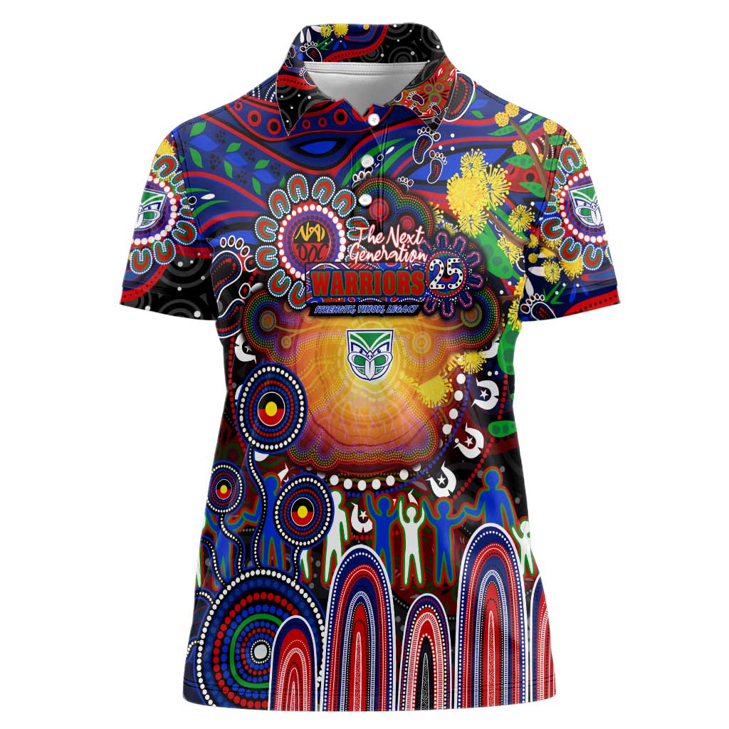 Personalised NAIDOC Week 2025 Warriors Rugby Women Polo Shirt Aboriginal Dot Painting