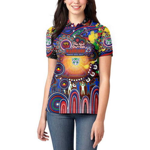 Personalised NAIDOC Week 2025 Warriors Rugby Women Polo Shirt Aboriginal Dot Painting