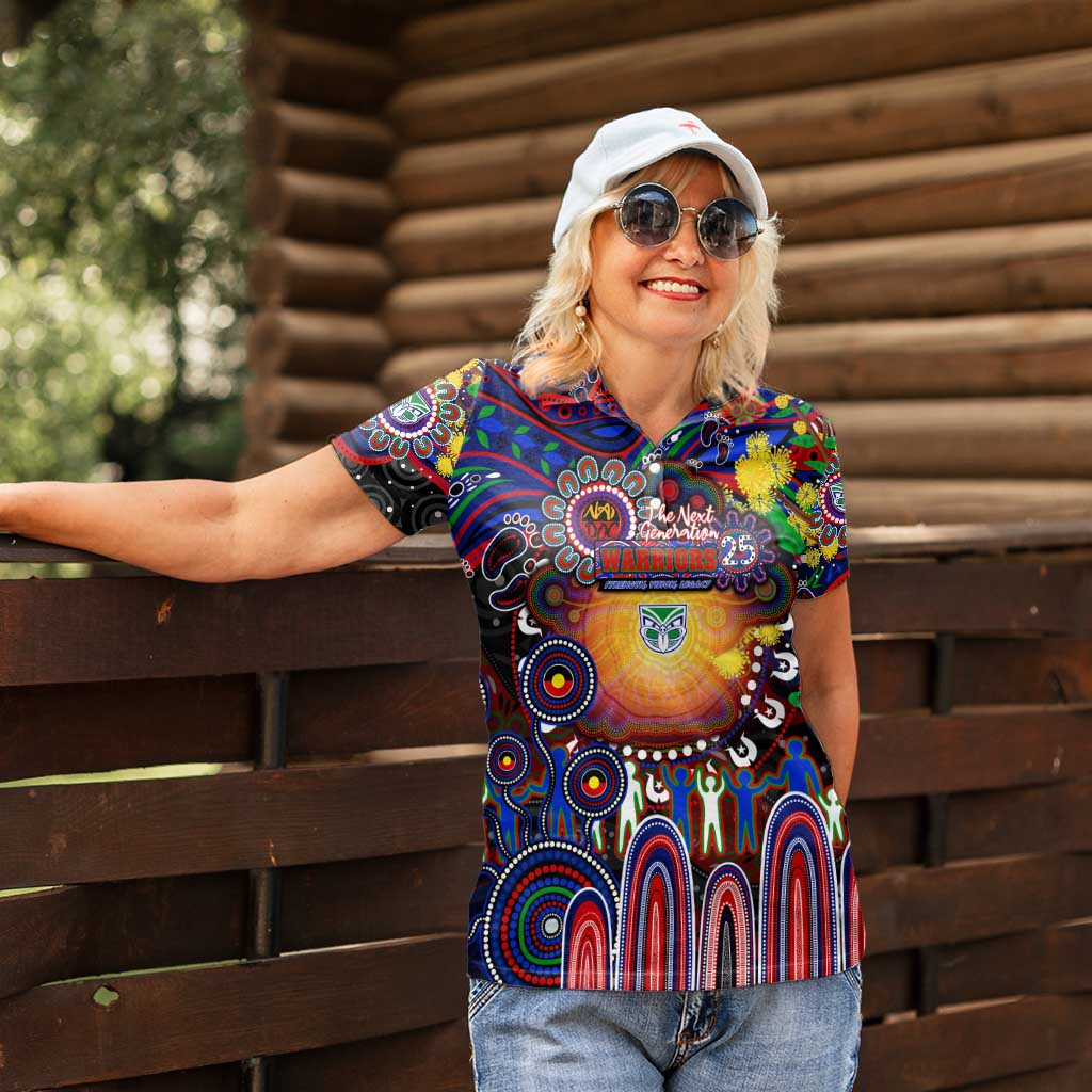Personalised NAIDOC Week 2025 Warriors Rugby Women Polo Shirt Aboriginal Dot Painting