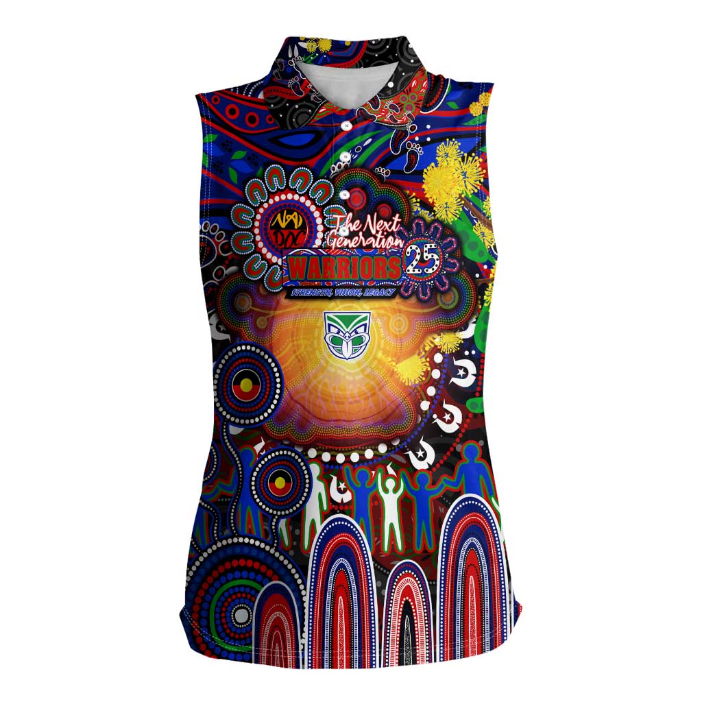 Personalised NAIDOC Week 2025 Warriors Rugby Women Sleeveless Polo Shirt Aboriginal Dot Painting