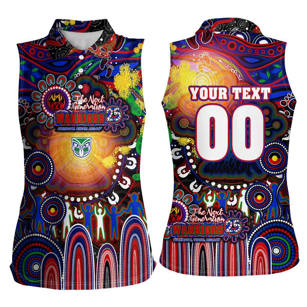 Personalised NAIDOC Week 2025 Warriors Rugby Women Sleeveless Polo Shirt Aboriginal Dot Painting