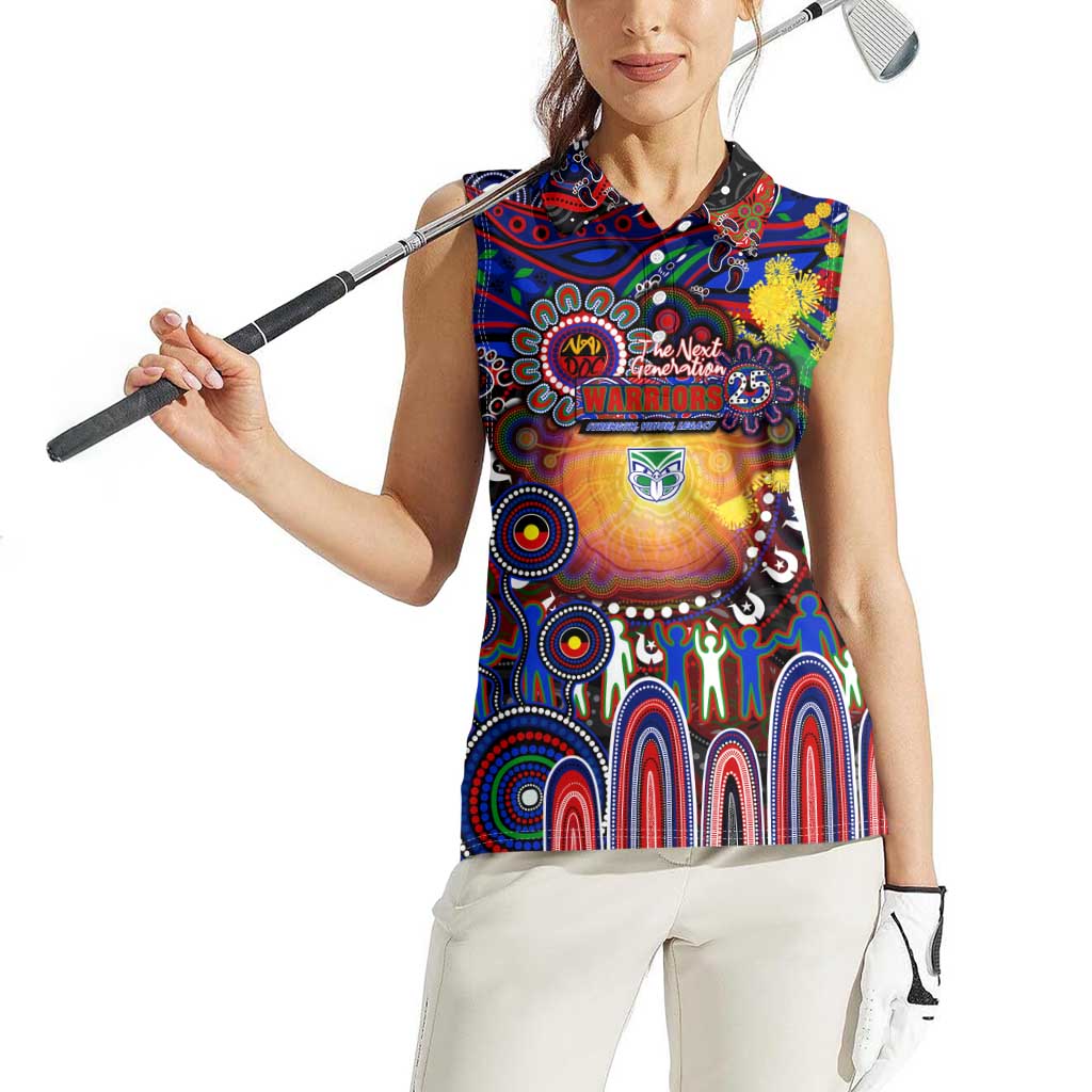 Personalised NAIDOC Week 2025 Warriors Rugby Women Sleeveless Polo Shirt Aboriginal Dot Painting