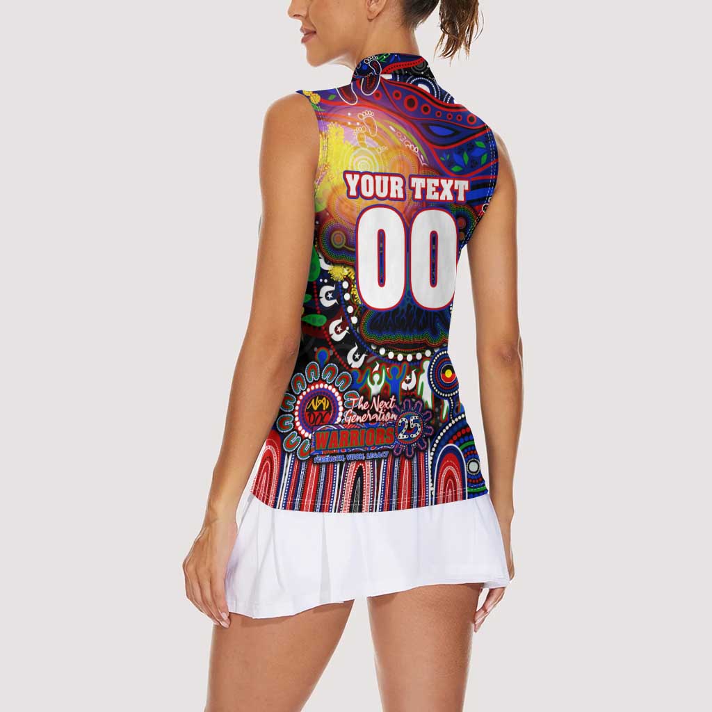 Personalised NAIDOC Week 2025 Warriors Rugby Women Sleeveless Polo Shirt Aboriginal Dot Painting