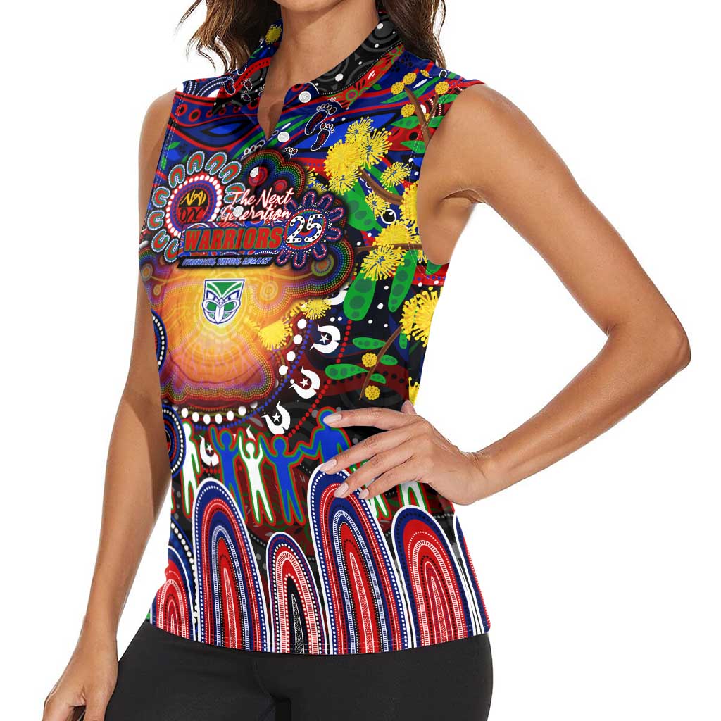 Personalised NAIDOC Week 2025 Warriors Rugby Women Sleeveless Polo Shirt Aboriginal Dot Painting