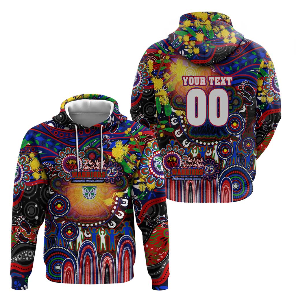 Personalised NAIDOC Week 2025 Warriors Rugby Zip Hoodie Aboriginal Dot Painting