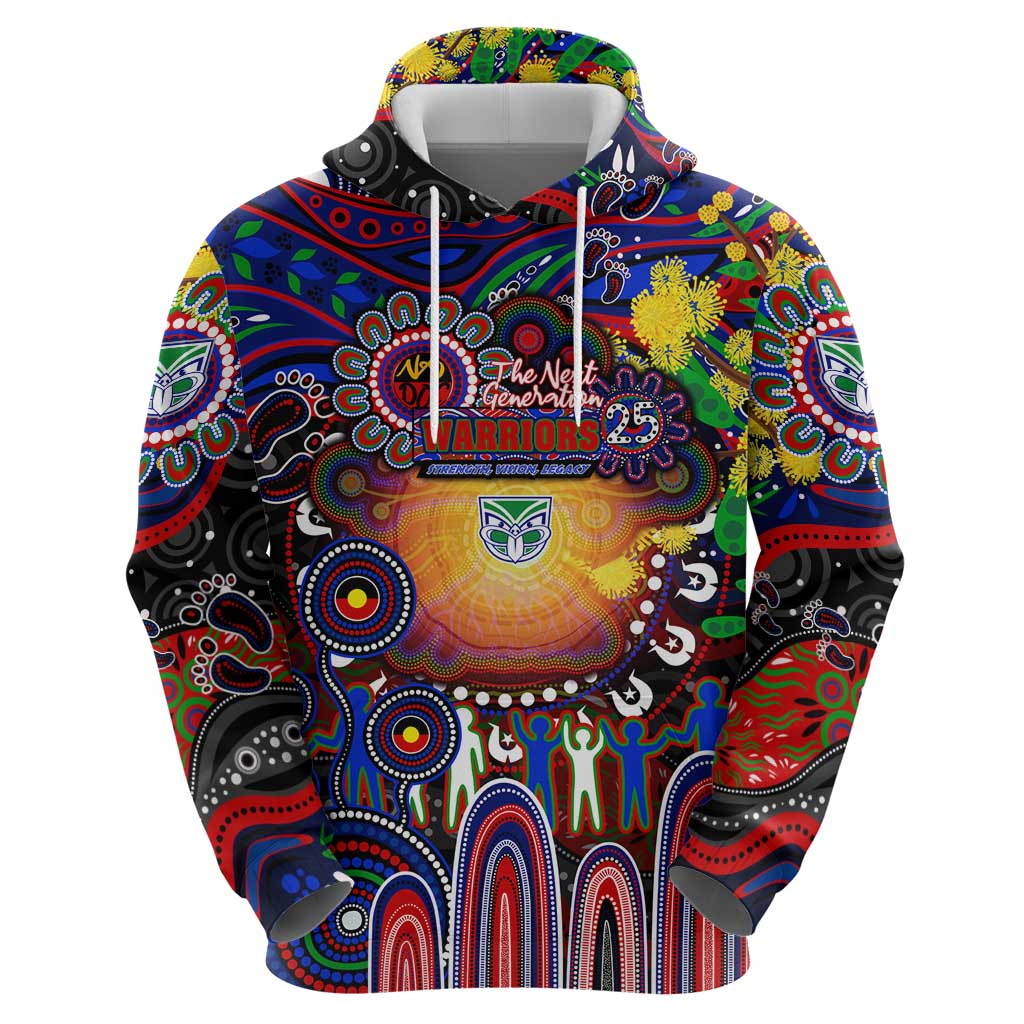 Personalised NAIDOC Week 2025 Warriors Rugby Zip Hoodie Aboriginal Dot Painting