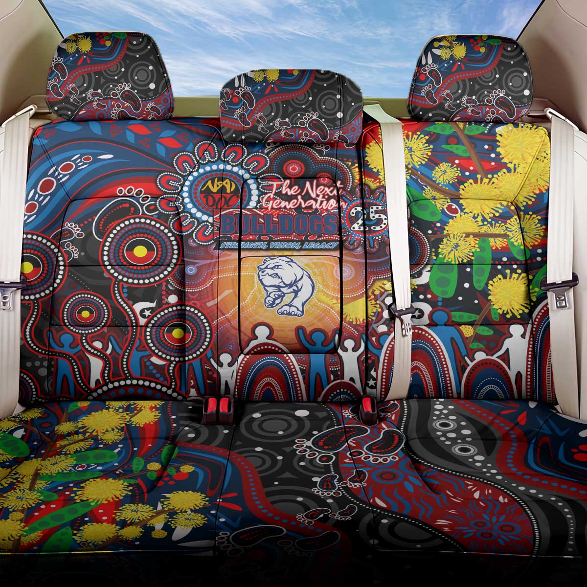 NAIDOC Week 2025 Bulldogs Football Back Car Seat Cover Aboriginal Dot Painting
