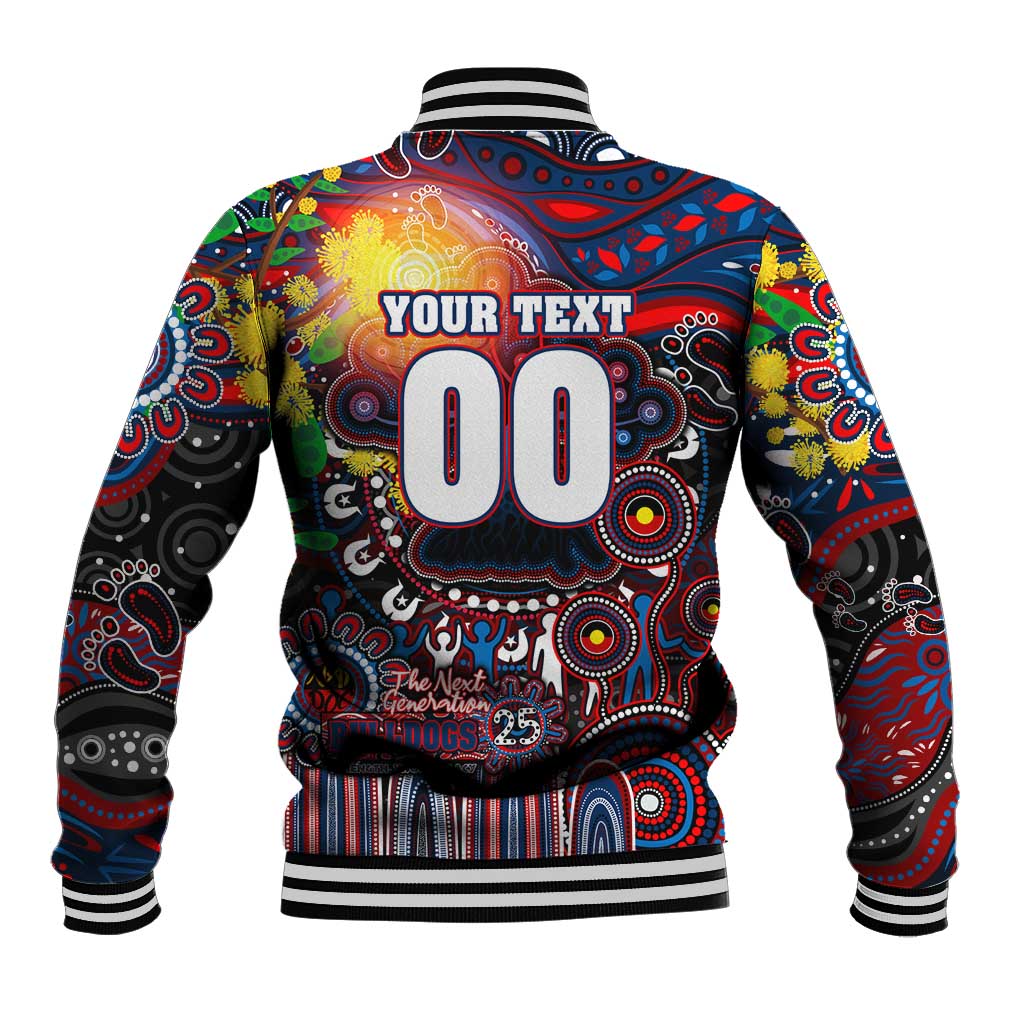 Personalised NAIDOC Week 2025 Bulldogs Football Baseball Jacket Aboriginal Dot Painting