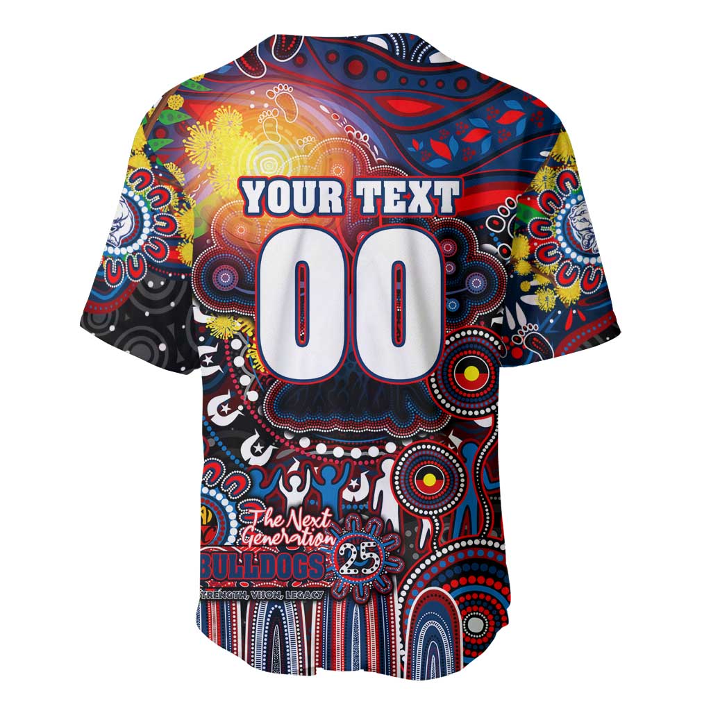Personalised NAIDOC Week 2025 Bulldogs Football Baseball Jersey Aboriginal Dot Painting