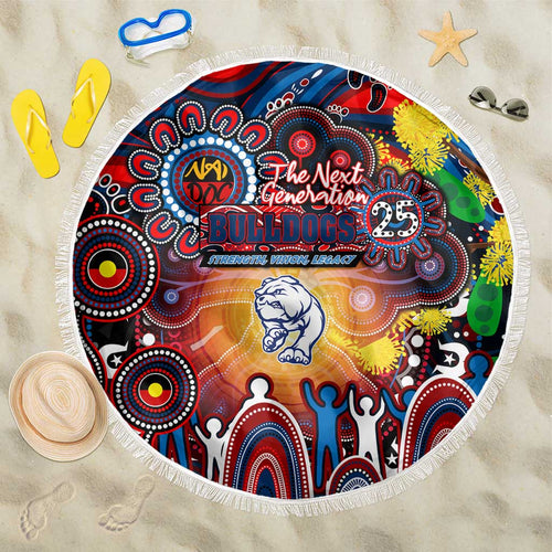 NAIDOC Week 2025 Bulldogs Football Beach Blanket Aboriginal Dot Painting