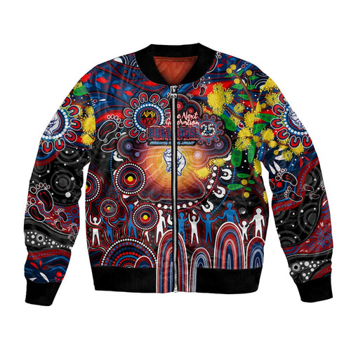 Personalised NAIDOC Week 2025 Bulldogs Football Bomber Jacket Aboriginal Dot Painting