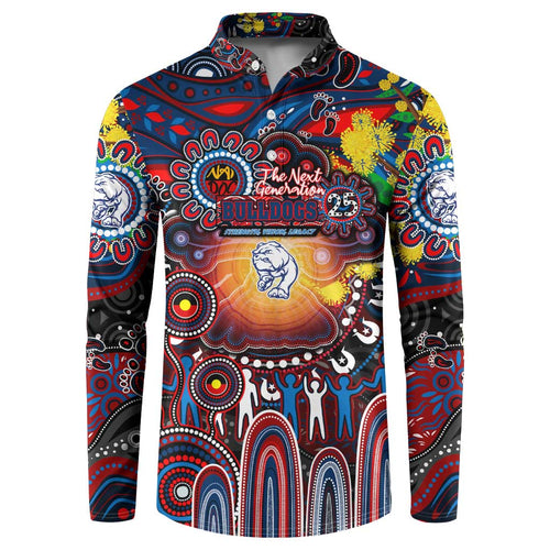 Personalised NAIDOC Week 2025 Bulldogs Football Button Sweatshirt Aboriginal Dot Painting
